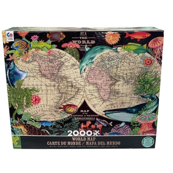 2000-Piece World Map Puzzle By Eurographics 38" X 26" Large Jigsaw - Picture 1 of 2